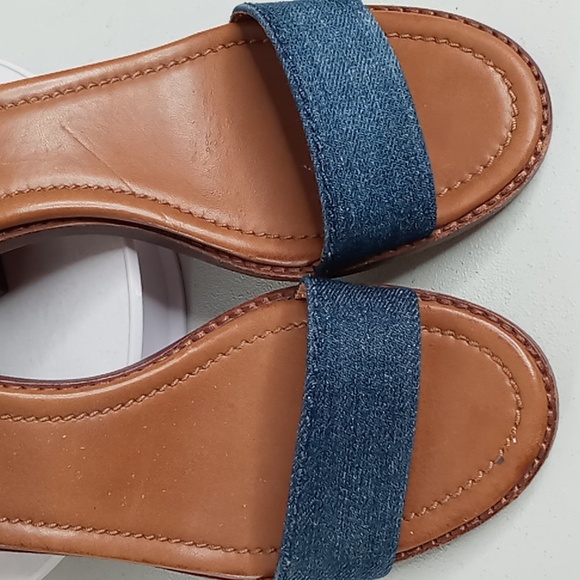 Frye - Denim and Blue Suede Stacked Heel Sandals - 10 - Picture 6 of 16